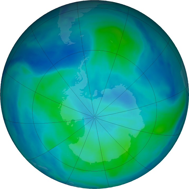 Antarctic ozone map for 26 February 2021